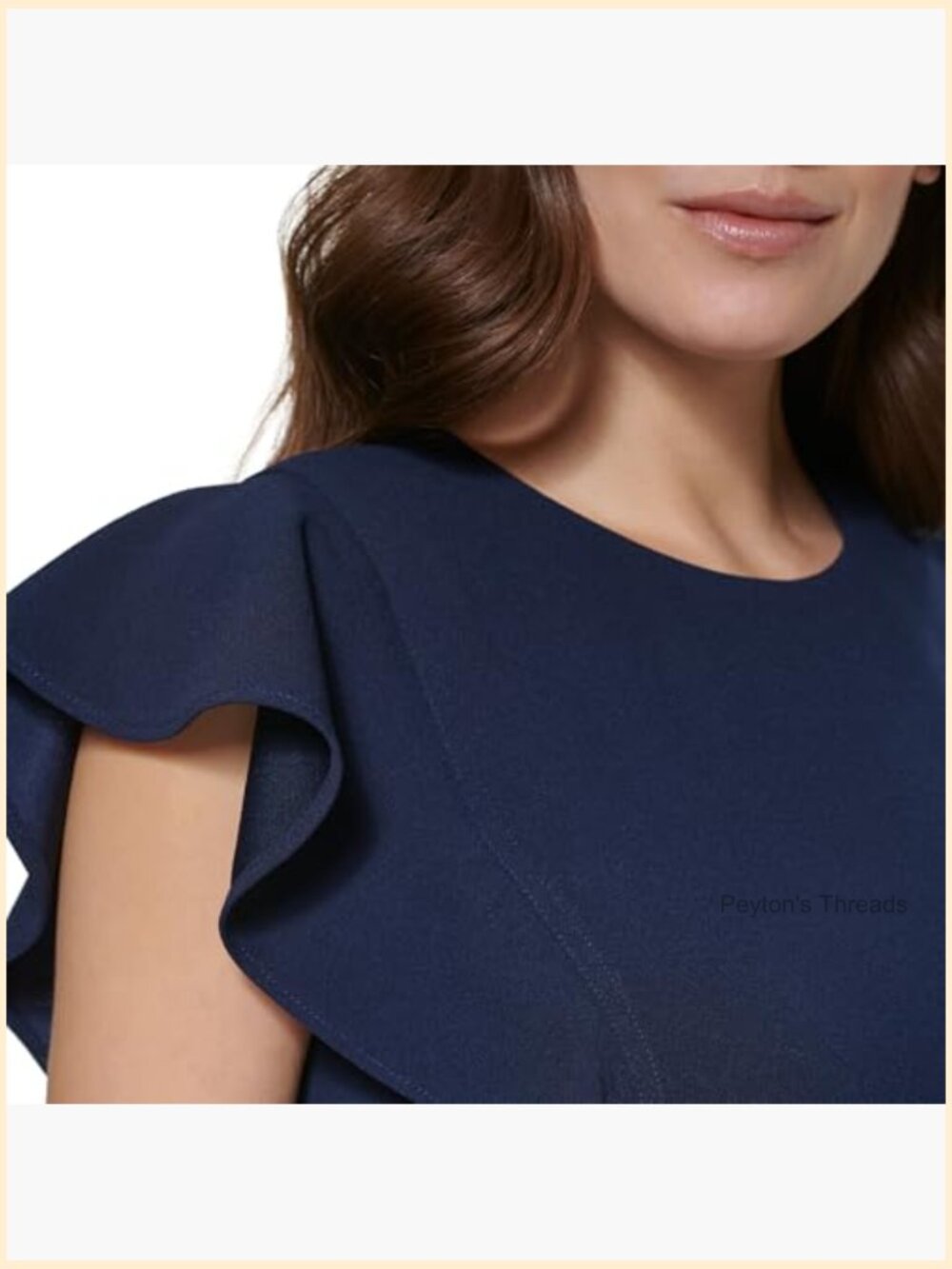 Flutter Sleeve Scuba Crepe Jewel Neck Dress - Knee-Length Cocktail Dress - Picture 4 of 4